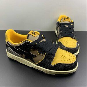 NWT Bape Sta Low Unisex Black And Yellow Unisex Shoes